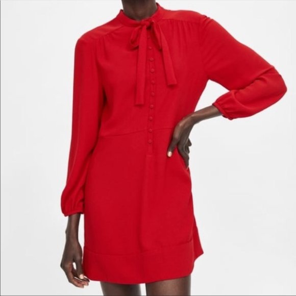 Zara | Dresses | Zara Red Button Down ...